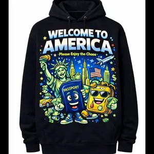 LaughAtTheChaos Welcome America Hoodie - Funny Design, Stay Fresh, Ideal for Casual Wear