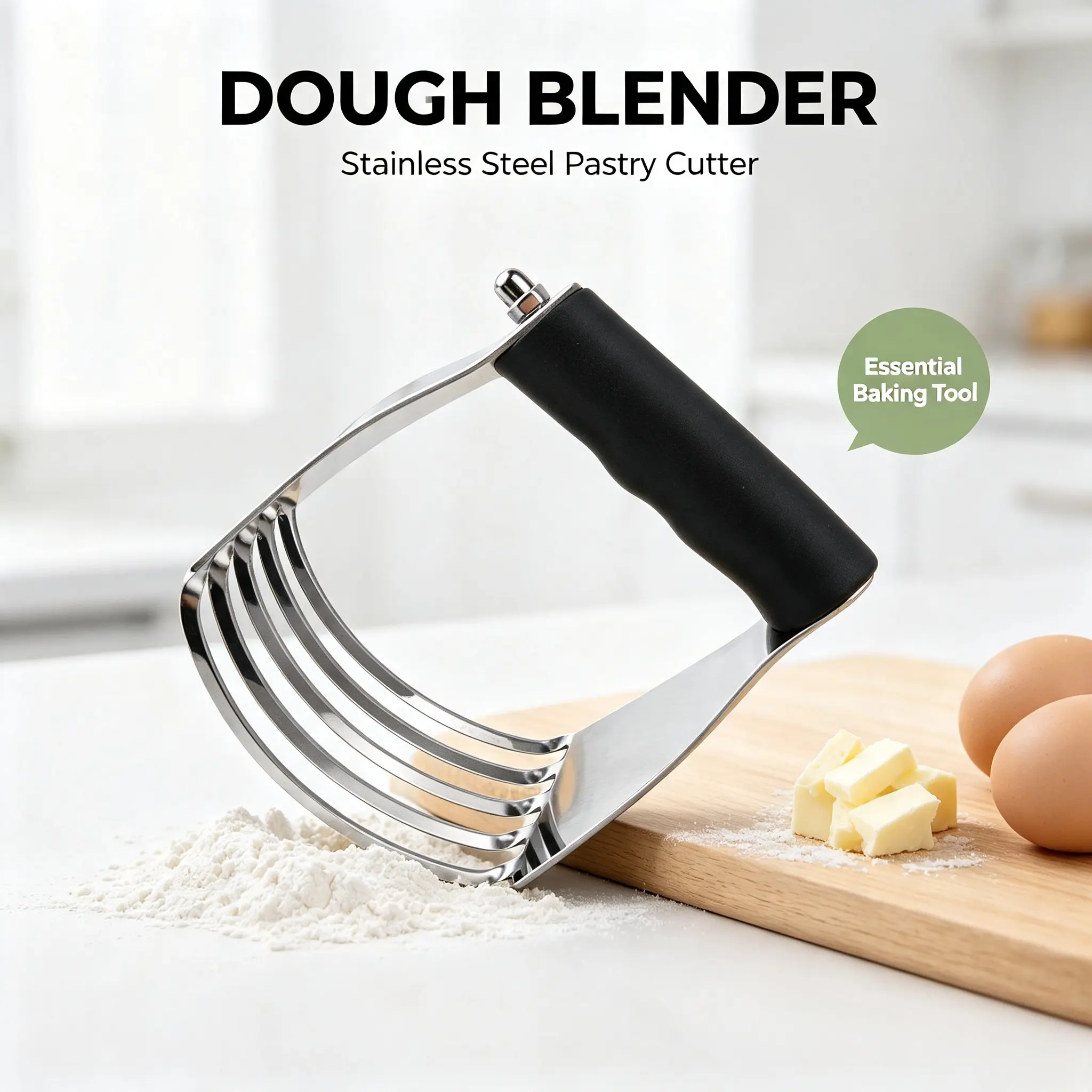Stainless Steel Dough Blender, Heavy Duty Pastry Cutter with Non-Slip Comfort Grip Handle, Professional Dough Cutter for Butter, Pie Crust, Cookies, Avocado & Mashed Potato, Kitchen Baking Tool sohochic