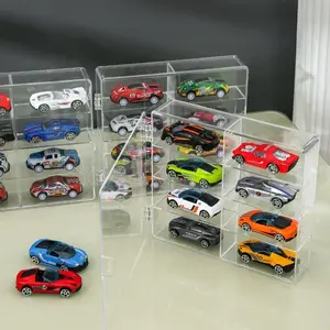 1/64 Scale Matchbox Car Wheel Toy Display Case, Holds 8 Toys, Dustproof, Transparent Storage Box, Size 6.5x7.5x1.6 Inches, Racing Car Model
