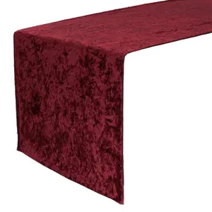 14 x 108 Inch Crushed Velvet Table Runner Burgundy