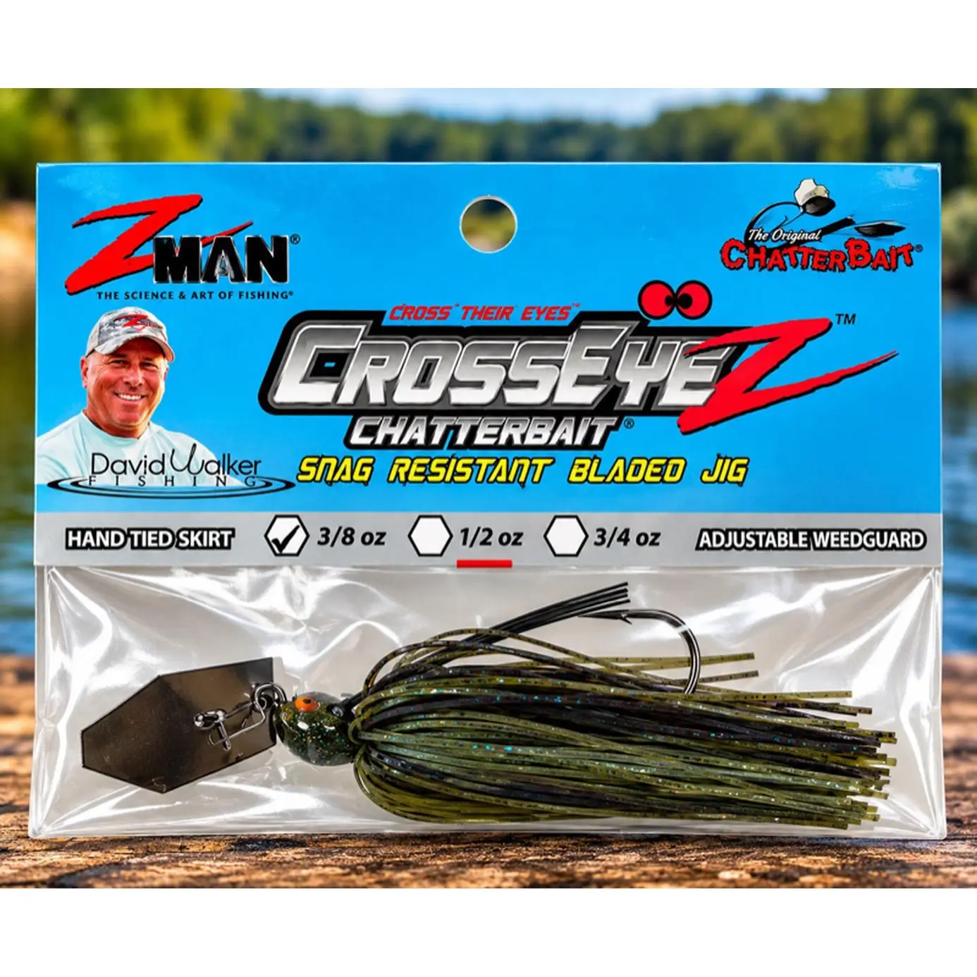 Z-Man Fishing CrossEyeZ ChatterBait 3/8 oz Snag-Resistant Bladed Jig with Adjustable Weedguard for Largemouth Bass Fishing