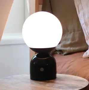 Brightech Mila LED Table Lamp - Bedside Reading Light with Elegant Marble Base, Modern Desk Lamp, Nightstand Lamp with Ambient Lighting for Bedrooms, Living Room, Den - Modern Globe Lamp