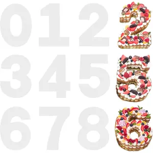 14 Inch Large Size Number Cake Mold Baking Forms Moulds, 9 Pieces 0-8 Cake Number Stencils Flat Plastic Templates Cake Cutting Number Mold Large Numerical Stencils for DIY Numbers Cakes Pastry Cookies