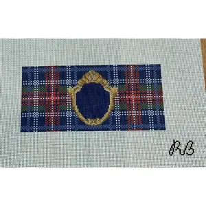 Rachel Barri Blue Plaid 3x6 with crest for initial