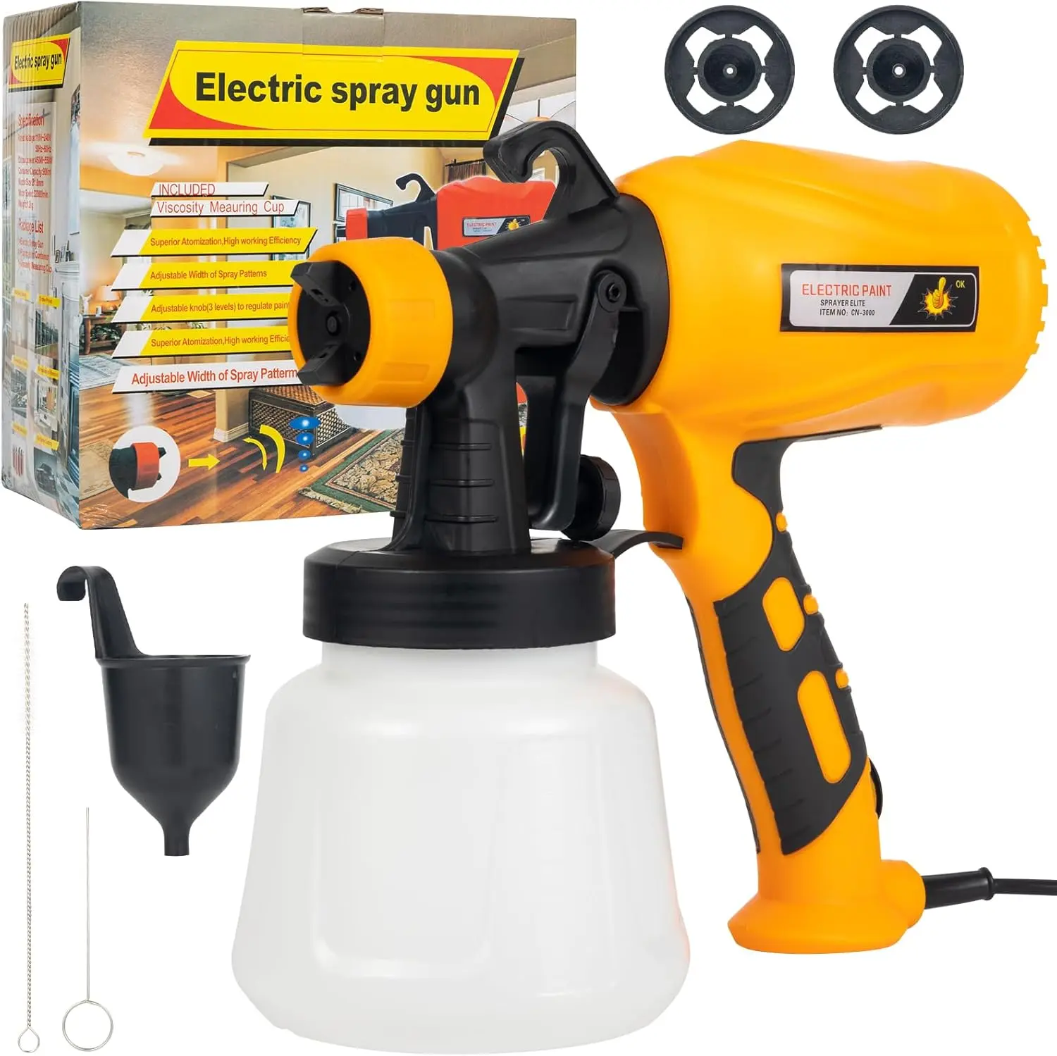 Handheld Electric Paint Sprayer - 550W Toolless Setup Model, 1.8mm-2.5mm Nozzles, 900ml PP Plastic Tank, 3 Spray Patterns, Adjustable Flow Control Knob, 20-45 sq m Coverage, Dust Blow & Easy Clean System for Furniture, Walls, Handheld Paint Sprayer, Paint