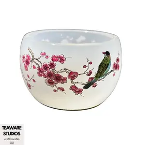 Glow-in-the-Dark Bird & Plum Blossom Tea Cup - Artistic & Functional Tea Time Accessory for Tea Enthusiasts