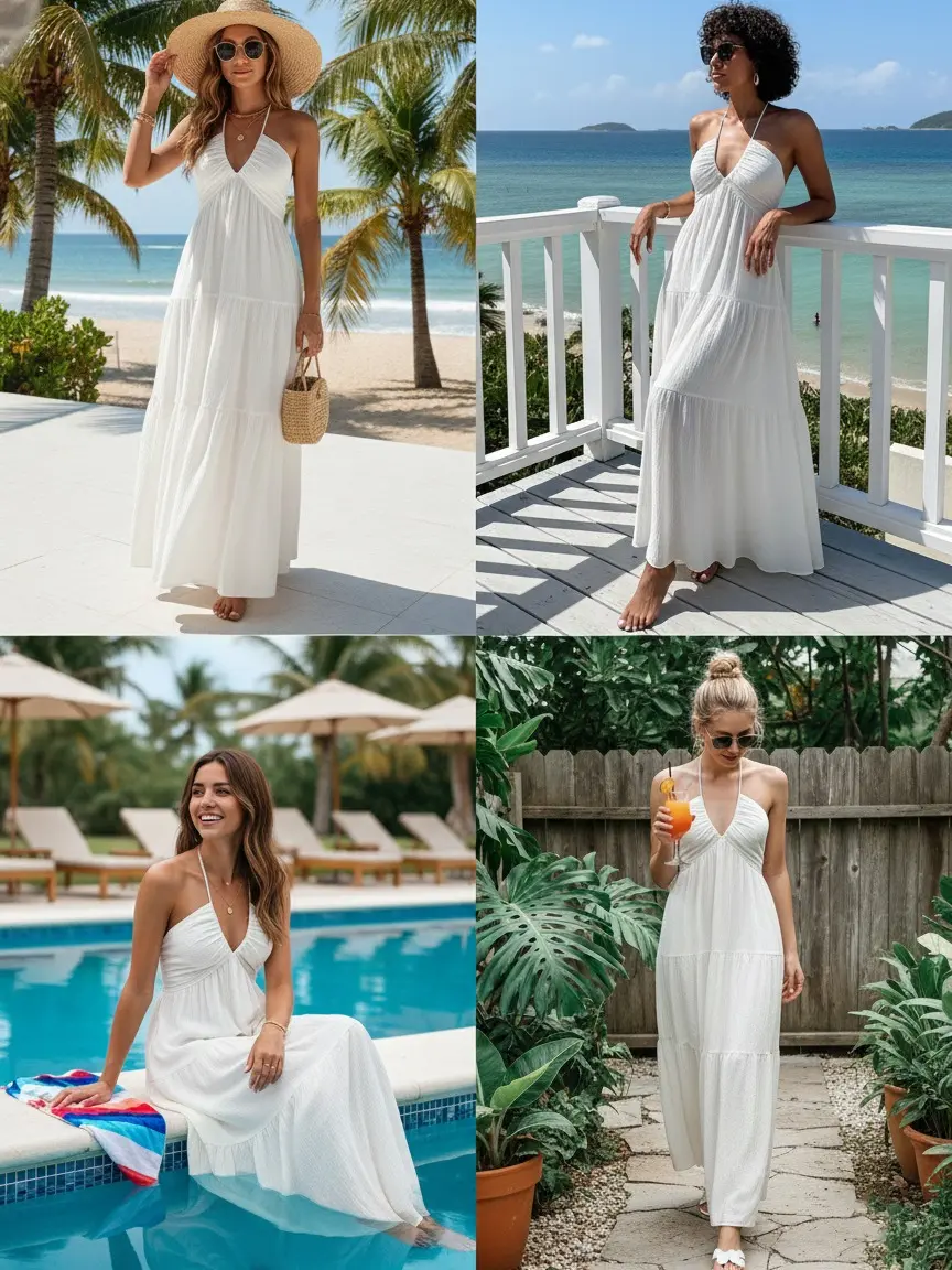 Flowing Halter Maxi Dress - Elegant Summer Style with Adjustable Straps and Flowy Fabric for Women - TikTok Shop Flowing Halter Maxi Dress - Elegant Summer Style with Adjustable Straps and Flowy Fabric for Women - TikTok Shop