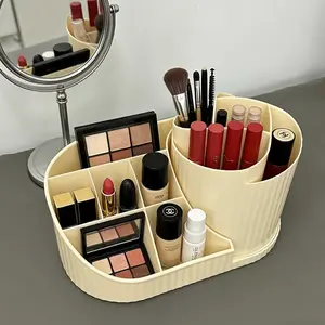 Household rotating storage box with multi-grid partition layout. It can accommodate tall bottles without restriction, serving multiple purposes. Made of carefully selected materials, it makes storage more beautiful and organized.