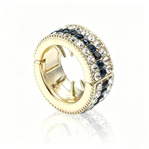 10PCS 0.5CM Mini Crystal Ring Hair Clips Set – Sapphire Blue & White Metal Hair Jewelry Accessories for Girls & Women