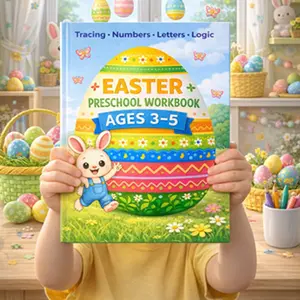 Easter Preschool Workbook Ages 3-5 | Tracing Numbers Letters Logic Activities