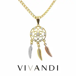 Vivandi Dreamcatcher Necklace (3-Tone Feathers)
