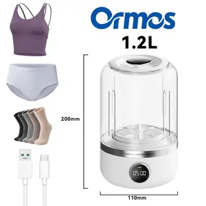 Ormos Portable Rechargeable Mini Washing Machine for Underwear, Wireless Portable Laundry cup, Mini Portables Washing Machine, 20 Washes per Charge, for Baby Clothes, Underwear，1.2L washer