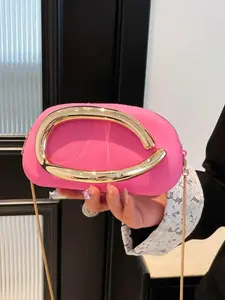 Elegant Party Crossbody Shoulder Bag, Women's Mini Metal Box Handbag, Stylish Evening Clutch for Weddings and Parties, Trendy Accessory for Special Occasions, Wristlet