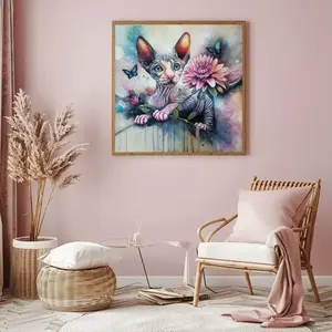 Nehira Sphinx Cat Canvas Print - Guardian of Playfulness & Unselfconsciousness - 1.25" Thick Poly-Cotton Blend - Fade-Resistant - Hand-Stretched - US Sourced