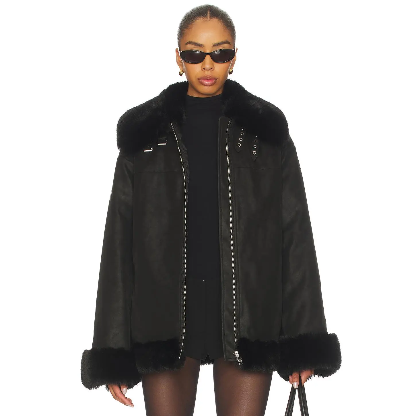 Lovers and Friends Helly Faux Leather Jacket in Black
