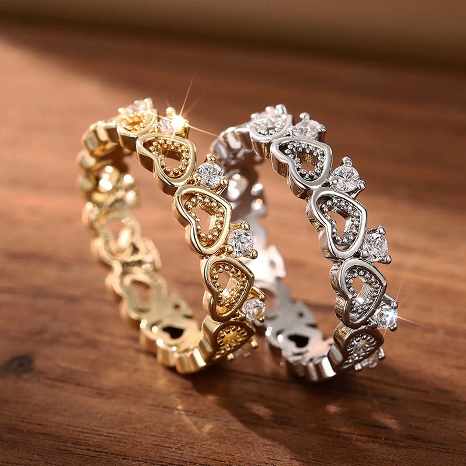 Simple love ring, sweet and exquisite zircon jewelry, daily wear, wedding engagement jewelry, suitable for party gifts