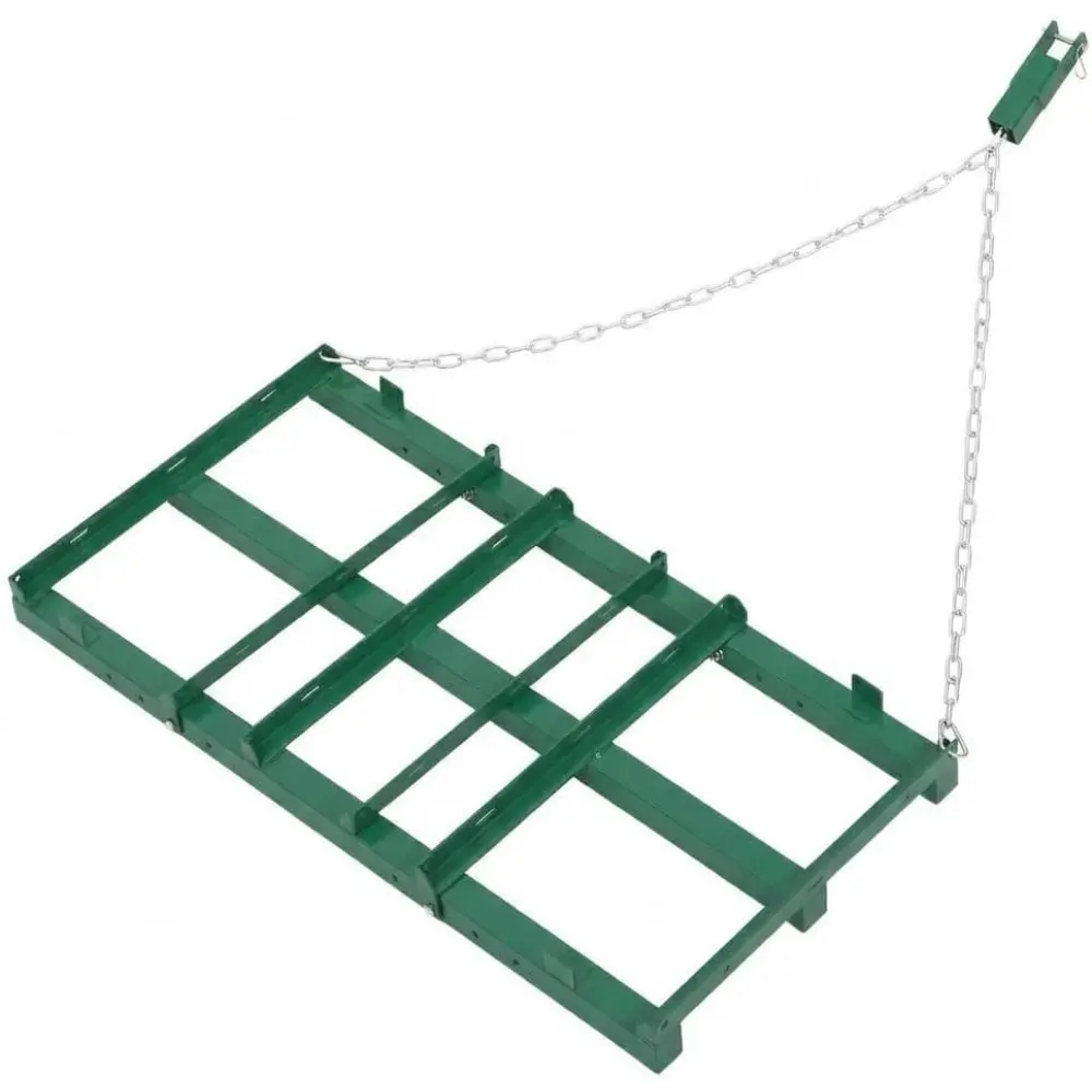 4-ft Heavy-Duty Tow-Behind Drag Harrow with Quick-Hitch, Angle Iron, Adjustable Bars, 72-in Chain - Lawn Leveler, Gravel Rake, Driveway Grader, 4-ft Working Width, Vehicle Compatibility for ATV, UTV, Tractor, Mower