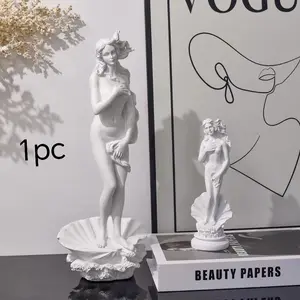 Venus Birth Resin Decorative Figurine, Classic Shell Venus Design, Vintage Art Style, Luxury Home Decoration, Elegant Ornament