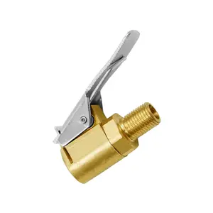 Tire Air Chuck with Clip Adapter, Brass Locking Tire Inflator Hose Adapter, Car Tire Inflator Nozzle Connector for Vehicle, Automotive Tire Inflator