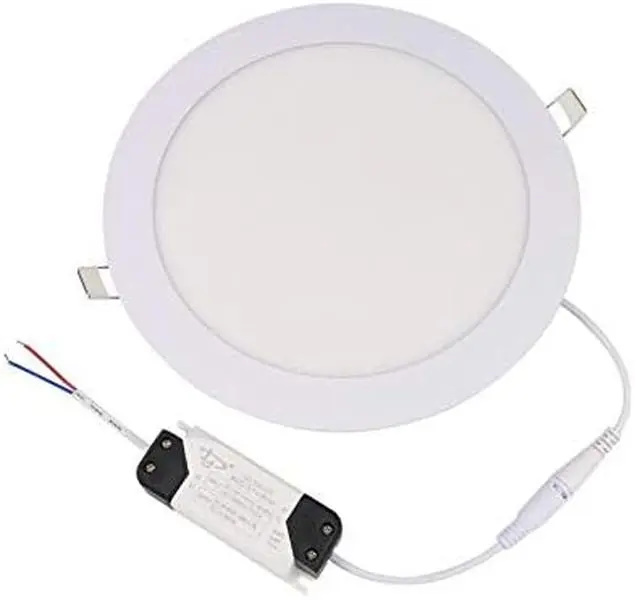 Round Shape Ultra-Thin Recessed LED Panel Light Kit - High Luminance Ceiling Downlight Fixture with Multiple Watts (3W/4W/6W/9W/12W/15W/18W/24W), 720~810lm/960~1080lm/1200~1350lm/1440~1620lm, 15W Warm White for Home Improvement, School Indoor Lighting