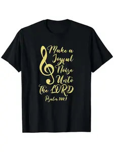 Men's Psalm 100:1 Bible Verse T-Shirt - Make a Joyful Noise to the LORD - 100% Cotton 180gsm Faith Apparel, Casual Round Neck Short Sleeve Tee S-XXXL for Church, Prayer & Casual Attire