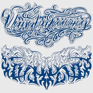 2 Sheets Herbal Totem Letter Temporary Tattoo Stickers, Waterproof Long-Lasting Half-Permanent Fake Tattoos for Men & Women Daily Wear