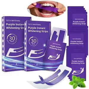 Teeth Whitening Strips 14 Treatments, Purple Tooth Whitening, Combining Whitening and Colour Correction, Enamel Safe for Sensitive Tooth, Purple Whitening Strips, Peroxide-Free Quick Teeth Whitener