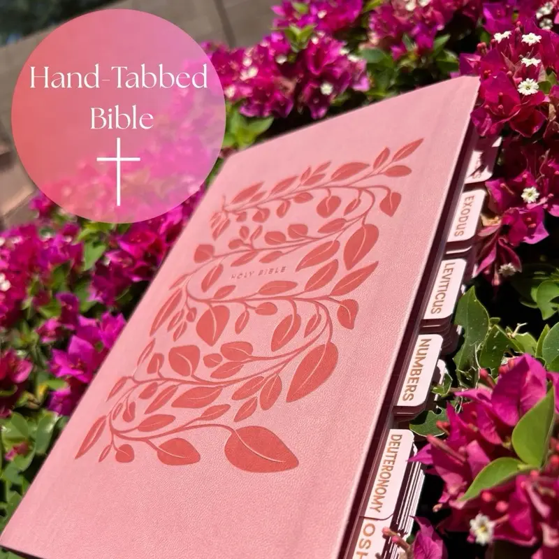 Pink Bible Peach Blush NLT Tabbed Bible – Giant Print, Softcover, and Easy-to-Read Format
