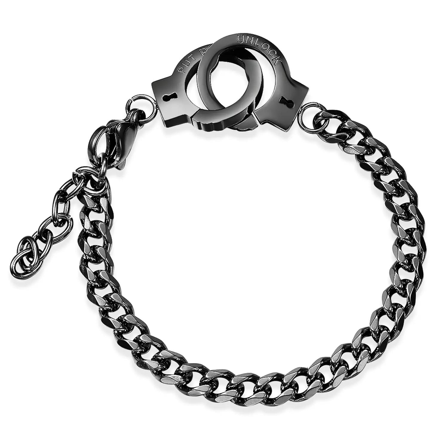 OIDEA Romantic Bracelet Set for His & Hers, Stainless Steel Lock Chain Adjustable Cuffs, Engraved Jewelry for Anniversary Gift, Matching Sets, Cuff Bracelet, Lock Charm, Women's Matching Sets