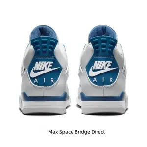 White and Blue Leather and Mesh Mid-Top Retro Basketball Shoes