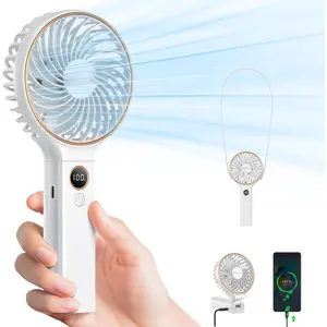 Handheld Portable Fan, 5000mAh Rechargeable , 6 Speed Wind, LED Digital Display, Foldable Electric Personal Mini Travel Fan with Backup Power, Summer Essentials Gifts for Women Girl