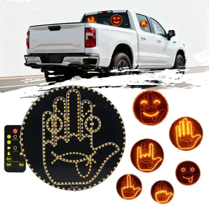 Car Finger Light with Remote Control, Fun LED Gesture Lamp, Wireless Gesture Control, Truck/suv Rear Window Decor, Car Decoration, Automotive Decoration, Car Gift, Funny, Fun Car Accessories, Vehicle Decoration
