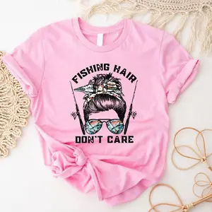 Fishing Hair Don't Care T-shirt, Girls Boat Trip Shirt, Women's Fishing Shirt, Fishing Lover Cute Gift, Fishing Tee For Girls, Lake Trip T-shirt