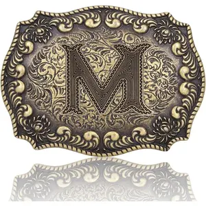 Belt Buckles Men Western Cowboy Initial Letters ABCDJMR Mens Texas Rodeo Belt Buckle for Boys Girls