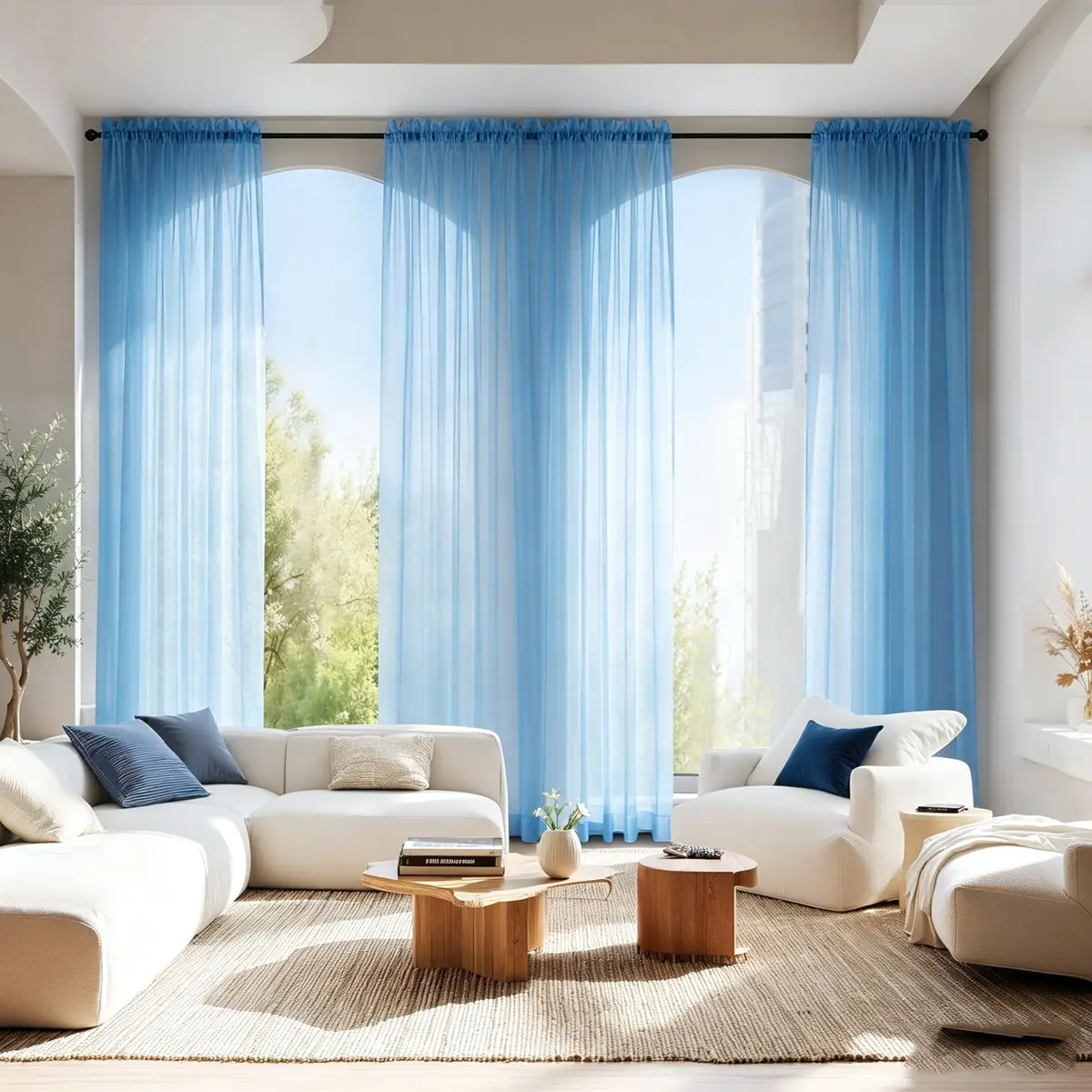 4 Pieces Sheer White Curtains Window Treatment Rod Pocket Tulle Voile Drape/Panel Sets for Patio Door (4 Panels) : Home & Kitchen