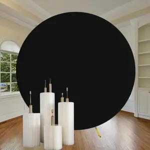 7.2ft Black Round Backdrop Cover for Party 7.2ft Circle Arch Backdrop Cover for Birthday Wedding  Shower Photography Black Arch Polyester Backdrop Cover for Halloween Home Decoration