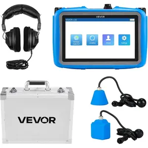 VEVOR Pipe Water Leak Detector with 4 Sensors, 1Hz-10000Hz, 7 Touchscreen Underground Plumbing Leakage Detection Locator with 3 Listening Rods, Headphones, 8GB Card Carry Case for Indoors OutdoorsVEVOR Super Brand Day