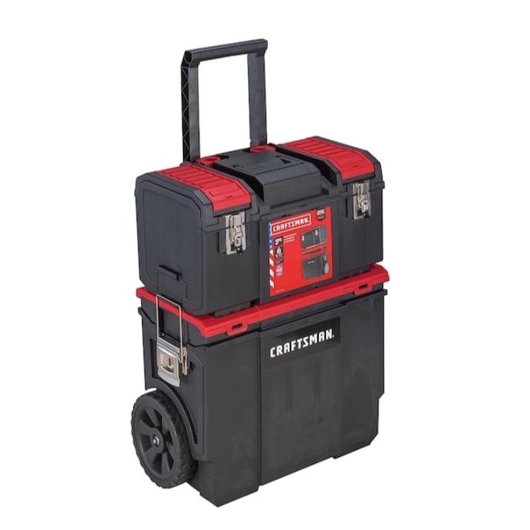 Craftsman 3-In-1 Rolling Workshop Packout 19 Red Plastic Rolling with Versastack Portable Storage System small part Double-Sided Transparent