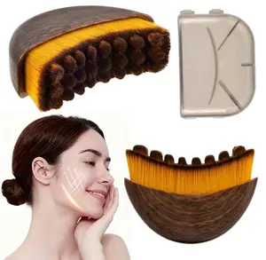 Lymphatic Contour Face Brush, Manual Lymphatic Drainage Massager, Natural Makeup Brushes with Durable Soft Bristles, Hypoallergenic Ergonomic Facial Cleansing Brush for Sculpting
