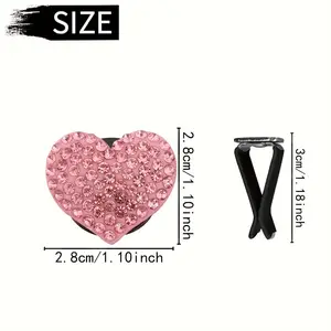1pc/2pcs Sparkling Multicolor Rhinestone Heart-Shaped Car Vent Clip Diffuser, Rhinestone Inlaid Car Interior Fragrance Diffuser, Women'S Car Interior Decoration, Air Vent Blade Decor
