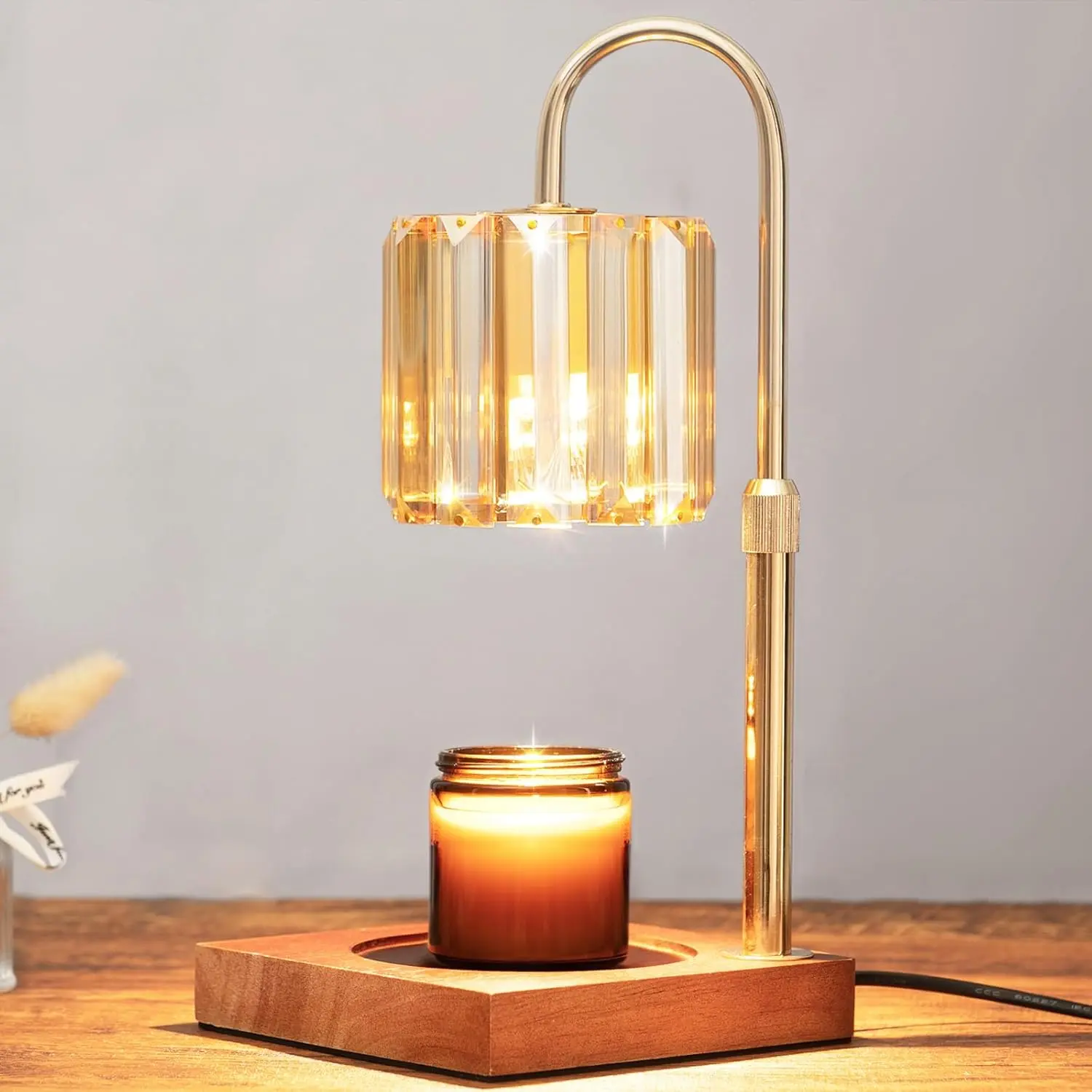Candle Warmer Lamp with Timer, Dimmable Electric Candle Wamer Adjustable Height, Glass Candle Melter Lamp for Jar Candle,
