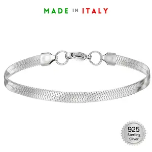 925 Sterling Silver 3.5mm Herringbone Bracelet 7 inch Made in Italy (2.92g/3.23g)