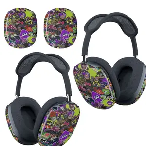 Splatoon Inspired Graffiti Earcup Covers for AirPods Max, Street Art Inkling Pattern Headphone Protector, Vibrant Gaming Aesthetic Shell, Durable Hard Plastic Ear Cup Case Accessory, Gamer Gift for Teens