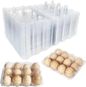 50-Pack of 12-Count Plastic Egg Cartons  Bulk Clear  Egg Containers Holds Chicken Eggs | Egg Cartons  Bulk, Eggs 12 Count,Suitable for farms, markets and families.
