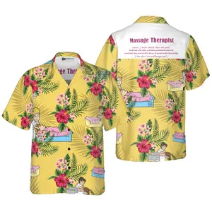 Massage Therapist Hawaiian Shirt, Short Sleeve Casual Button Down Shirts Summer Beach Shirt, Tropical Floral Shirt