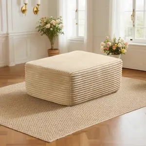 POUUIN 37" Plush Corduroy Ottoman, Upholstered Cloud Ottoman for Boneless Sofa Set, Modular Sectional Couches Coffer Table, Shoe Bench, Bed Bench, Compressed Memory Foam, No Assembly Required