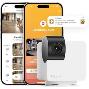 Petcube Cam 360 Camera Interactive WiFi Pet and Home Security Pan-Tilt Camera with Phone App, 1080p HD Video, 360° Rotation, Night Vision, AI Alerts