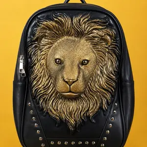 Waterproof Unisex Multifunctional Golden Crown Lion Backpack, School Use, Adults Gifts, Luxury Statement Bag, SKU:3049