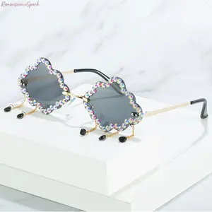 2026 Fun Cloud-Shaped Sunglasses, Rhinestone Trim with Dangling Charms, UV400 Protection, Perfect for Summer Beach, Festivals, Parties & Daily Styling