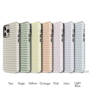 Pastel Gingham Phone Case Summer For Iphone, Samsung, Shockproot Phone Protective Cover, Cover For iPhone 17 16 15 14 13 12 Pro Max